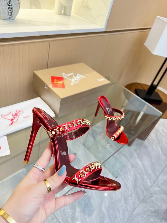 Christian Louboutine Sparkly Crystal Strappy High Heel Sandals