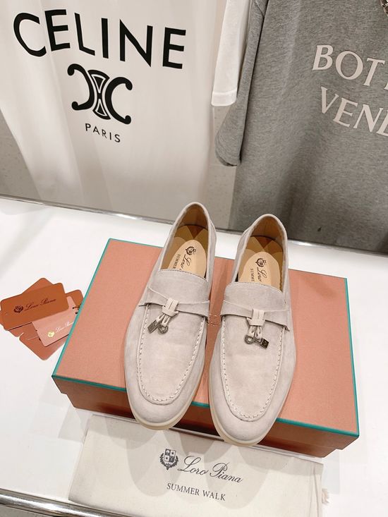 Loro Piana Classic Comfortable Suede Loafers with Knit Upper