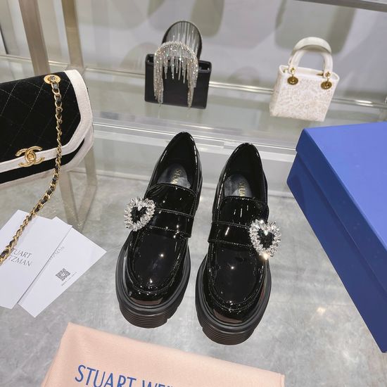Prada Pointed Toe Thick Sole Loafers with Metal Buckle