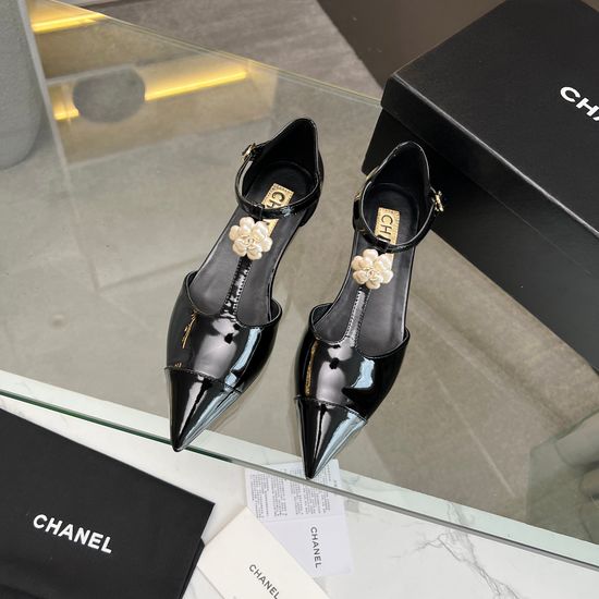 Chanel Color Block Pointed Toe Leather Dress Flats