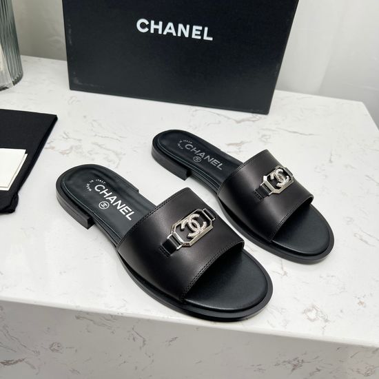 Chanel Premium Leather Casual Slip On Slides