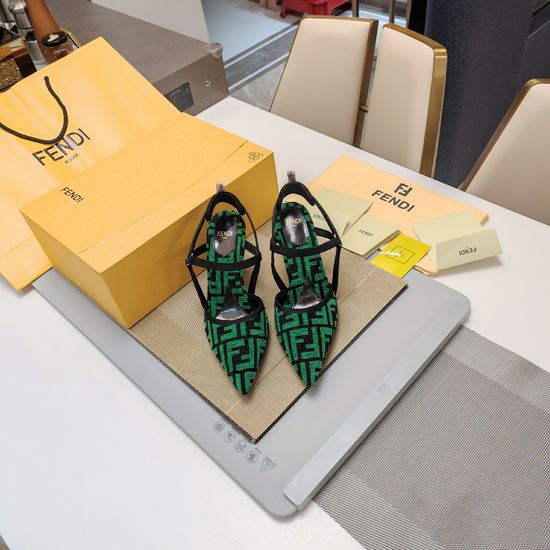 Fendi Embroidered Pointed Toe Heels with Comfortable Suede Upper