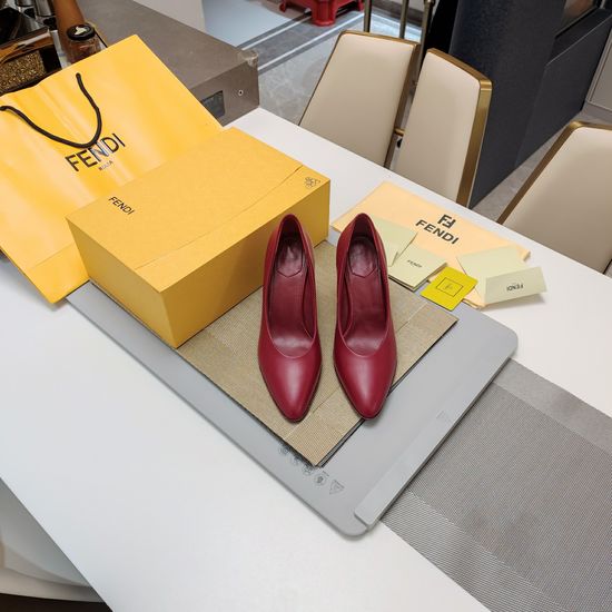 Fendi Genuine Leather Chunky Heel Shoes with Elegant Design
