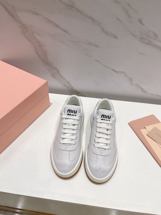 Miu Miu Vintage Style Lace-Up Casual Leather Comfortable Shoes