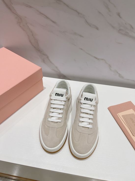 Miu Miu Vintage Style Lace-Up Casual Leather Comfortable Shoes