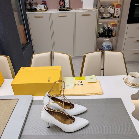 Fendi Elegant Ankle Strap Heeled Shoes Premium Leather Upper