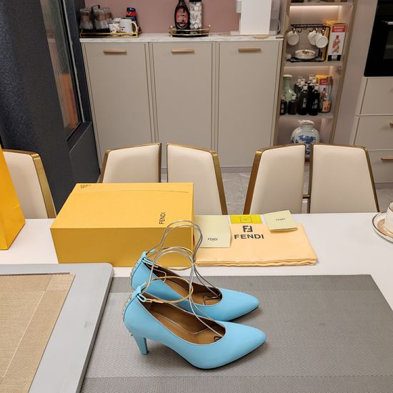 Fendi Elegant Ankle Strap Heeled Shoes Premium Leather Upper