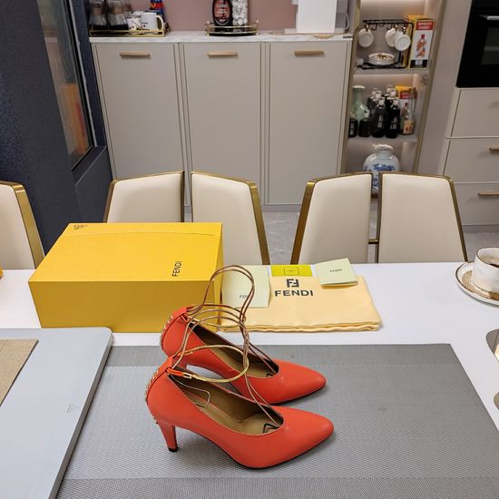 Fendi Elegant Ankle Strap Heeled Shoes Premium Leather Upper