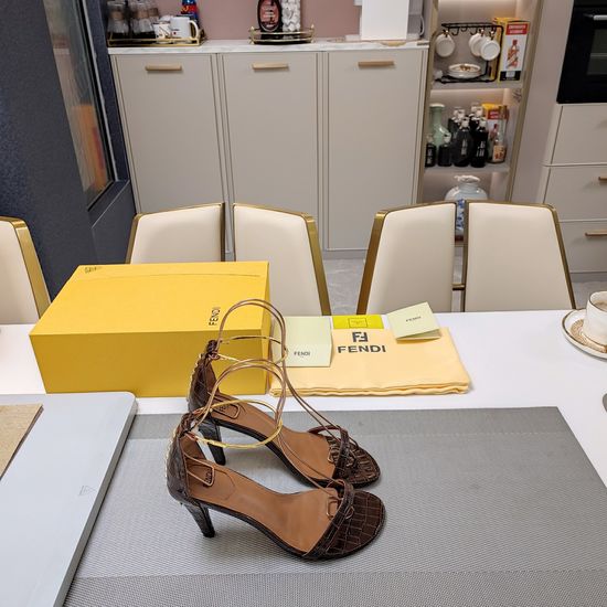 Fendi Elegant Ankle Strap Heeled Shoes Premium Leather Upper