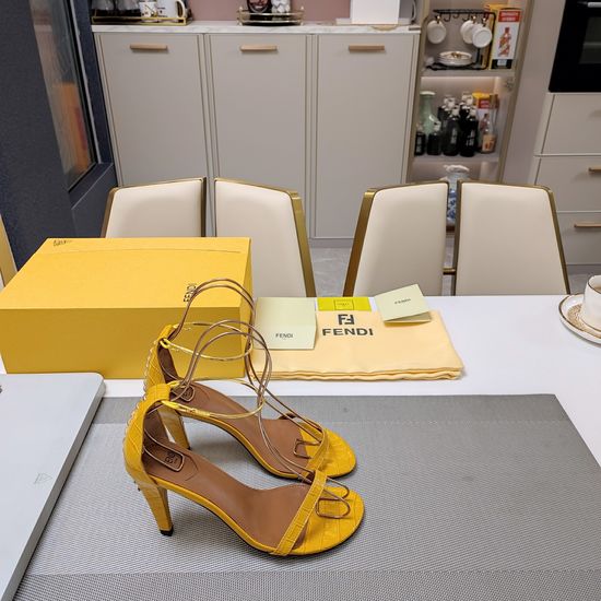 Fendi Elegant Ankle Strap Heeled Shoes Premium Leather Upper