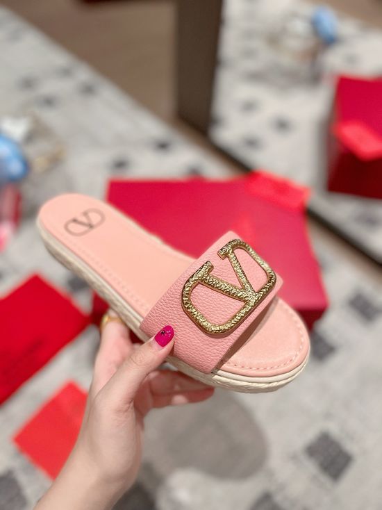Valentino Rhinestone Decor Classic Comfortable Flat Sandals