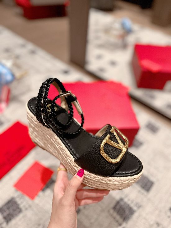 Valentino Woven Strap Rhinestone Decor Chunky Heel Sandals