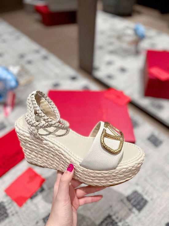 Valentino Woven Strap Rhinestone Decor Chunky Heel Sandals