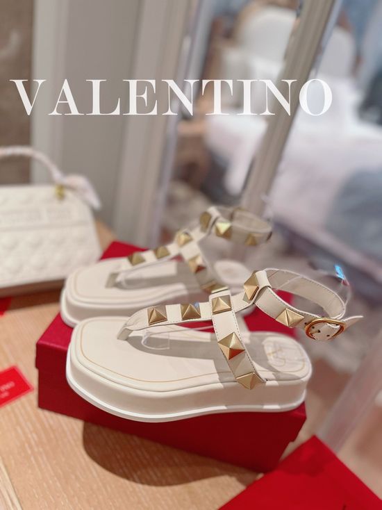 Valentino Rhinestone Element Thick Sole Comfortable Sandals