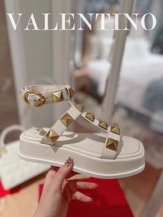 Valentino Rhinestone Element Thick Sole Comfortable Sandals