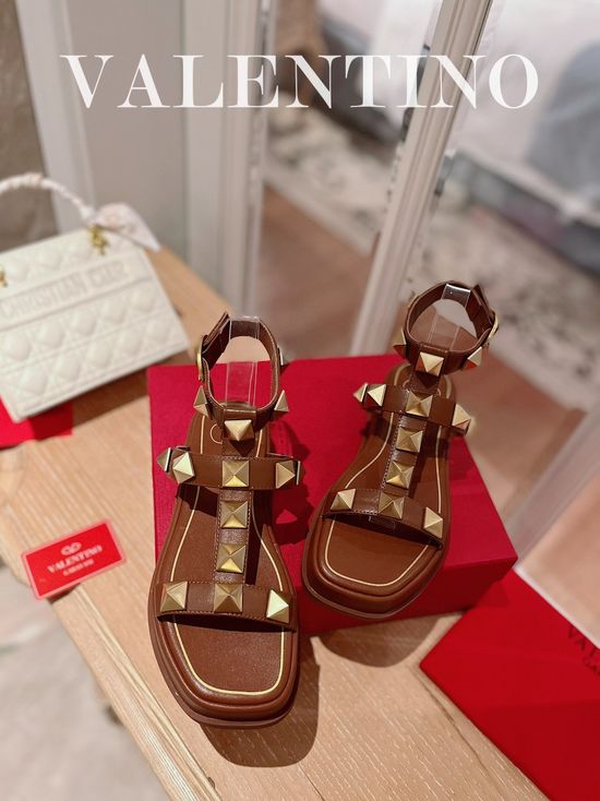 Valentino Rhinestone Element Thick Sole Comfortable Sandals