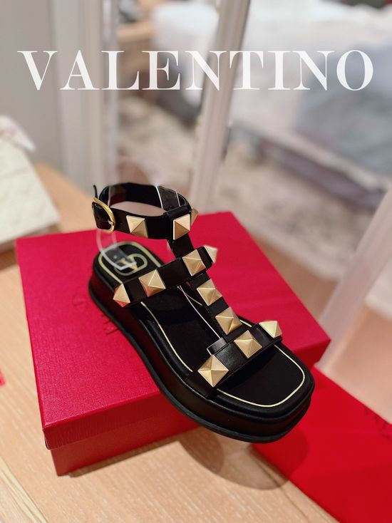 Valentino Rhinestone Element Thick Sole Comfortable Sandals