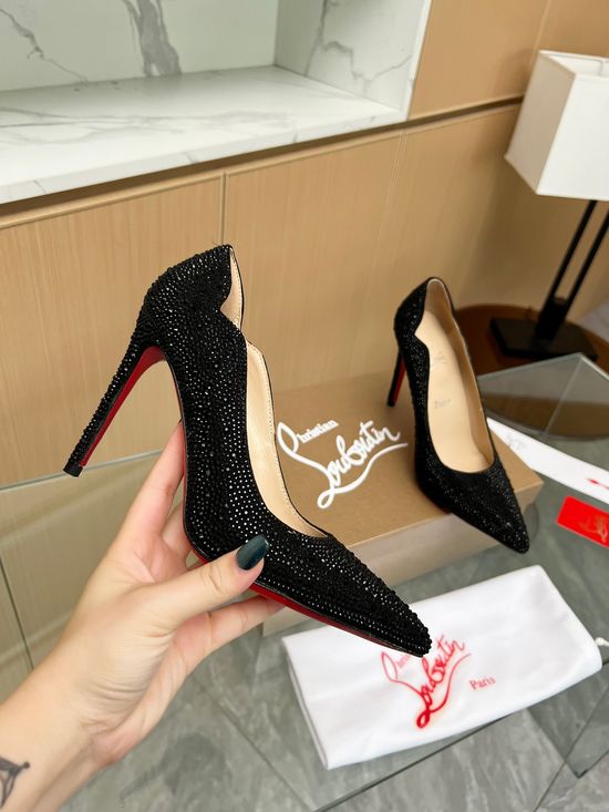 Christian Louboutine Rhinestone Pointed Toe Stiletto Dress Pumps