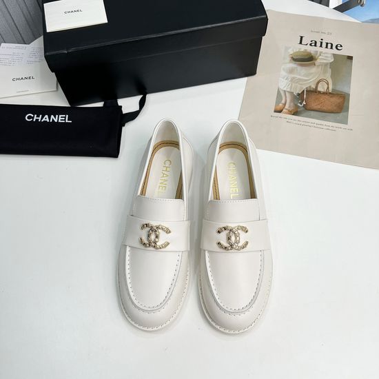 Chanel Vintage Style Square Toe Loafers Genuine Leather Upper Shoes