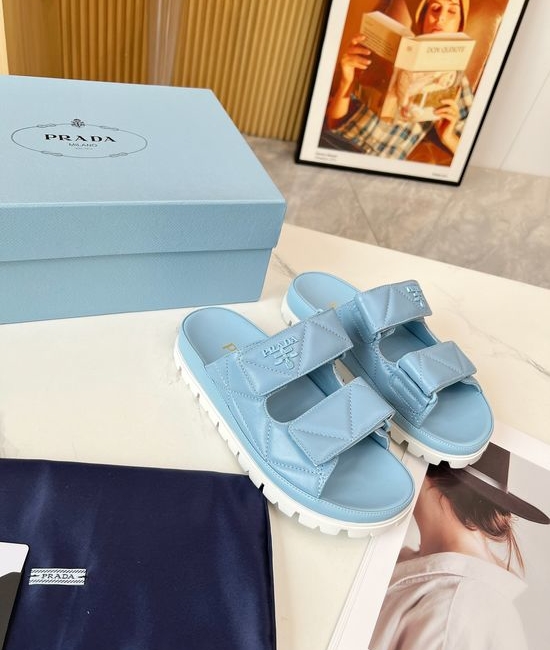 Prada Platform Sandals Soft Sheepskin Lining 6CM Height Comfortable