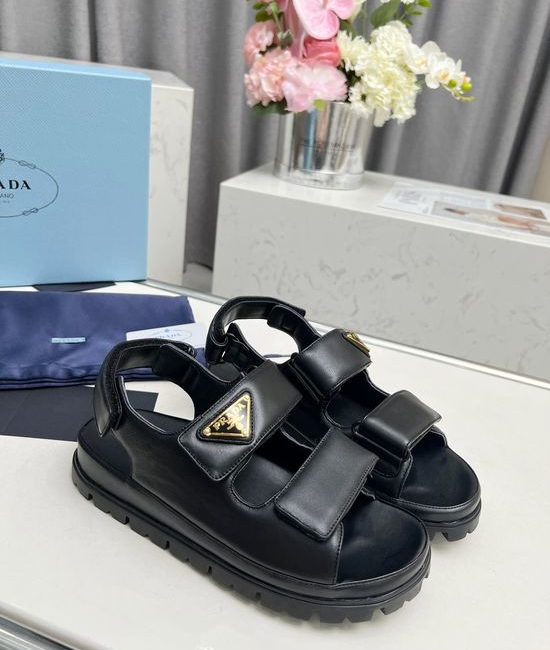 Prada Genuine Leather Soft Comfortable Versatile Casual Sandals