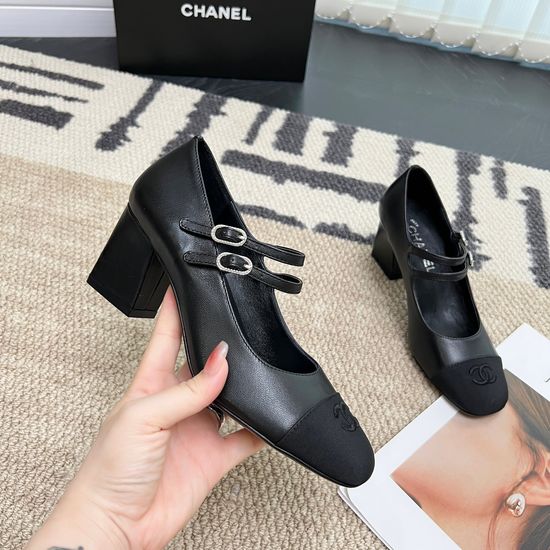 Chanel Color Block Leather Mary Jane Flats with Embroidery Logo
