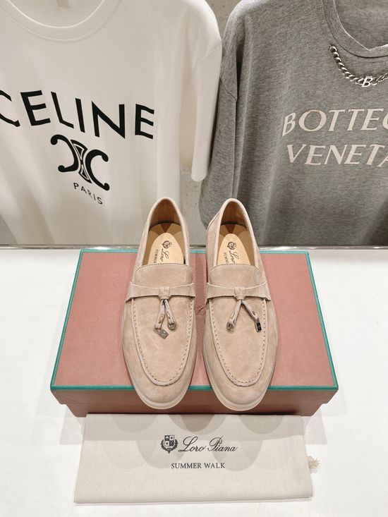 Loro Piana Classic Comfortable Suede Loafers with Knit Upper