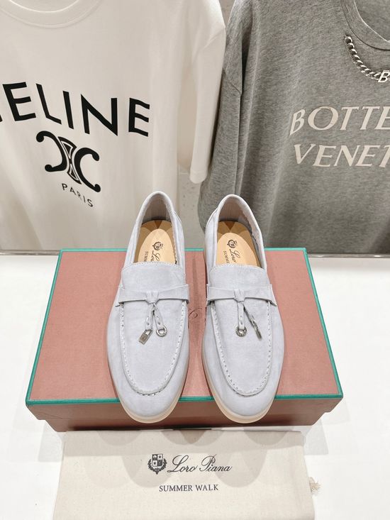 Loro Piana Classic Comfortable Suede Loafers with Knit Upper