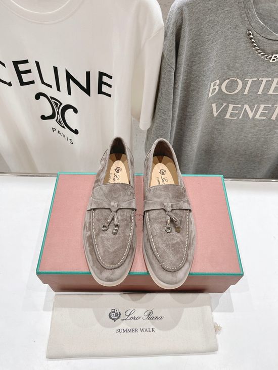 Loro Piana Classic Comfortable Suede Loafers with Knit Upper