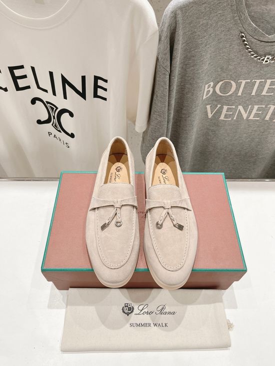Loro Piana Classic Comfortable Suede Loafers with Knit Upper