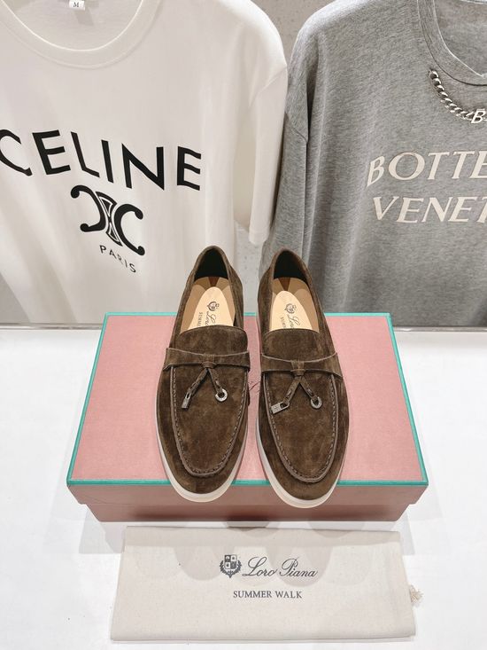 Loro Piana Classic Comfortable Suede Loafers with Knit Upper