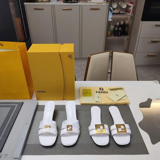 Fendi Premium Leather Sandals with Stylish Metal Buckle Design