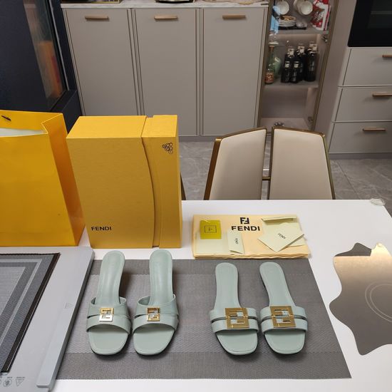 Fendi Premium Leather Sandals with Stylish Metal Buckle Design