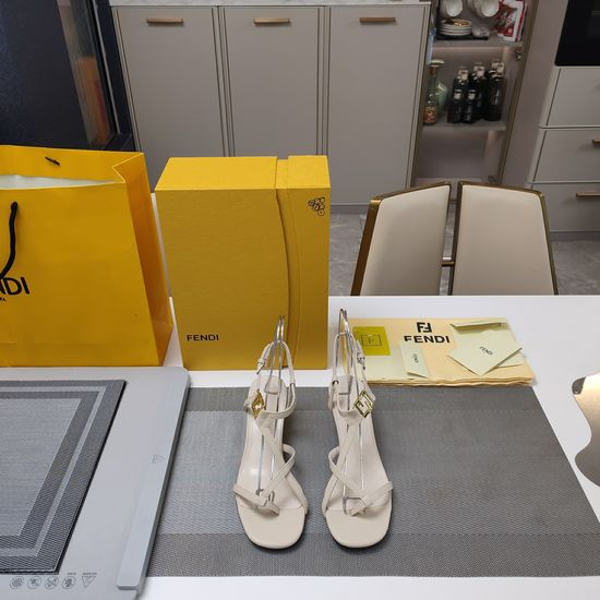 Fendi Premium Leather Sandals with Stylish Metal Buckle Design