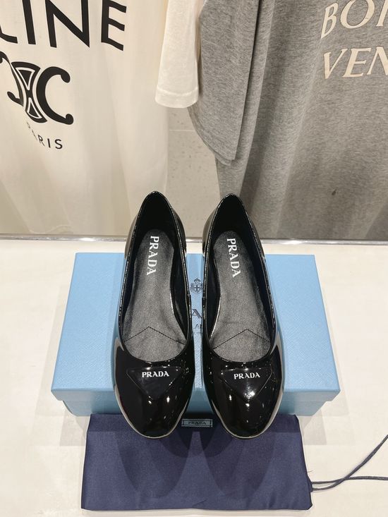 Prada Patent Leather Mary Jane Flats with Premium Leather Sole