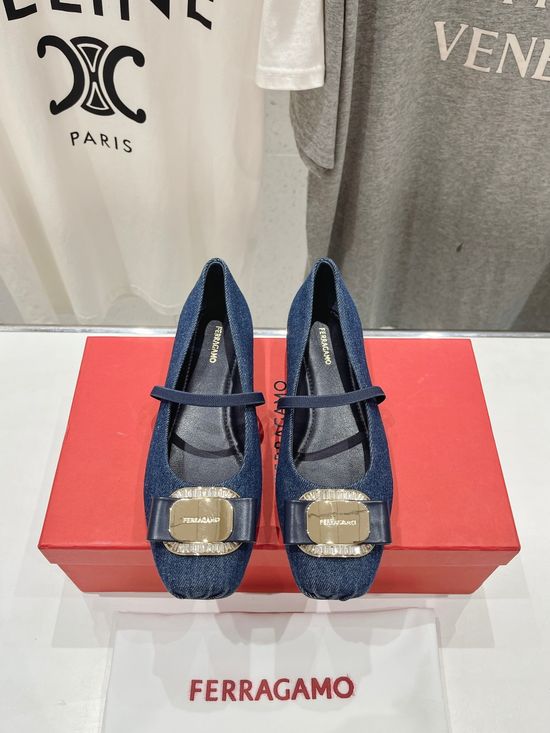 Ferragamo Bow Decor Soft Ballet Flats Comfortable Daily Walking Shoes