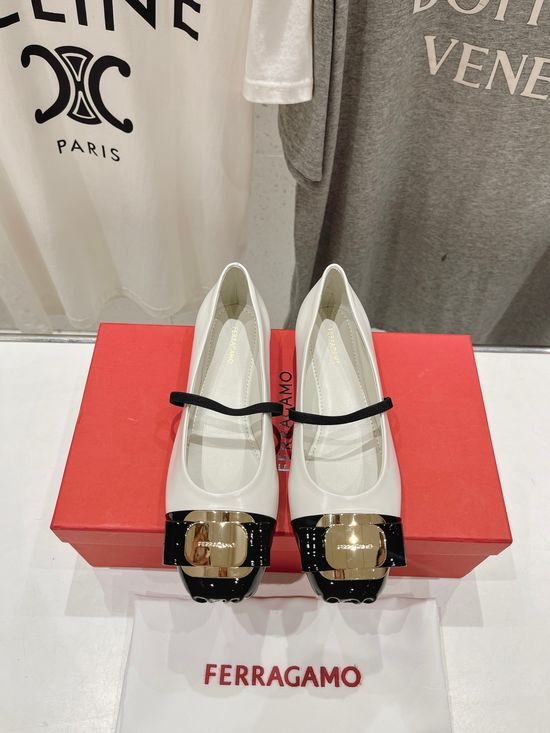 Ferragamo Bow Decor Soft Ballet Flats Comfortable Daily Walking Shoes
