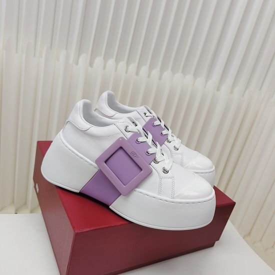 Roger Viver RV Plain Buckle Height Boosting Casual Leather Sneakers
