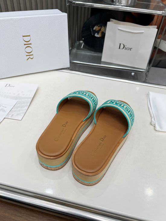 Christian Dior Color-Blocked Flat Thong Sandals with Embroidered Logo