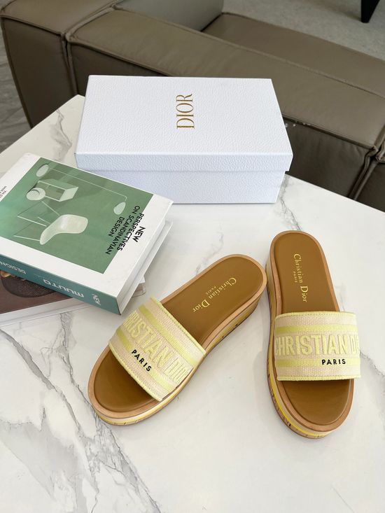 Christian Dior Color-Blocked Flat Thong Sandals with Embroidered Logo