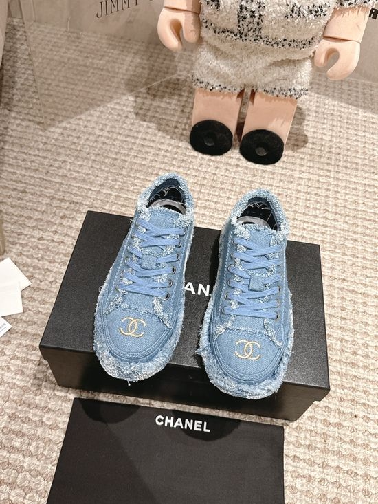 Chanel Embroidered Fringe Canvas Casual Comfortable Shoes