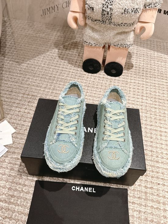 Chanel Embroidered Fringe Canvas Casual Comfortable Shoes