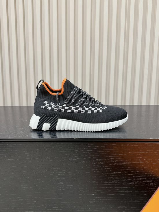 Hermes Premium Leather Suede Casual Comfort Sneakers