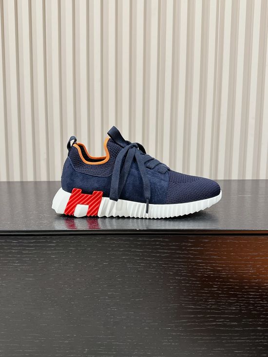 Hermes Premium Leather Suede Casual Comfort Sneakers