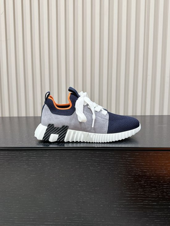 Hermes Premium Leather Suede Casual Comfort Sneakers