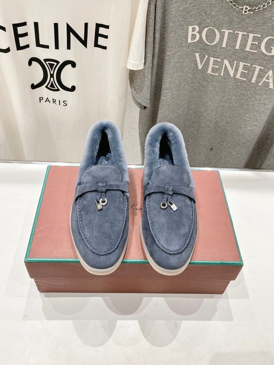 Loro Piana Premium Suede Wool Lined Loafers Comfortable Daily Walking Footwear