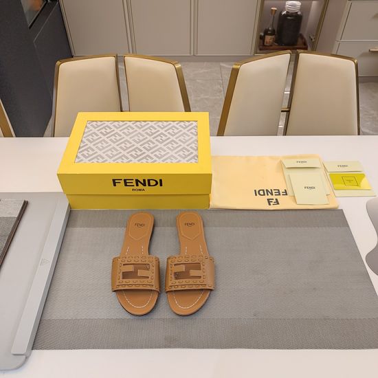 Fendi Genuine Leather Woven Comfortable Flat Casual Sandals