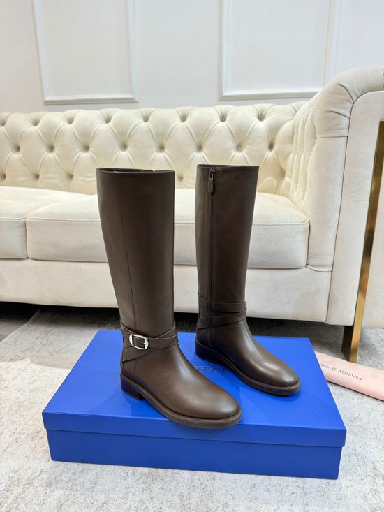 Stuart Weitzman Premium Waxed Leather Knee High Riding Boots
