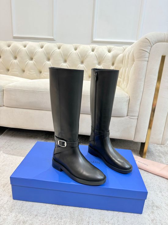 Stuart Weitzman Premium Waxed Leather Knee High Riding Boots