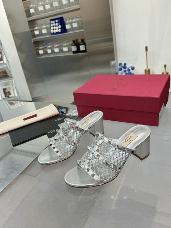 Valentino Studded Mesh Sheepskin High-heel Pumps